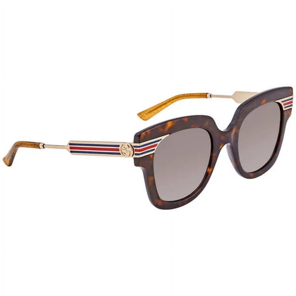 Gucci GG0281S-002 Havana Square Brown Lens Women's Acetate Sunglasses